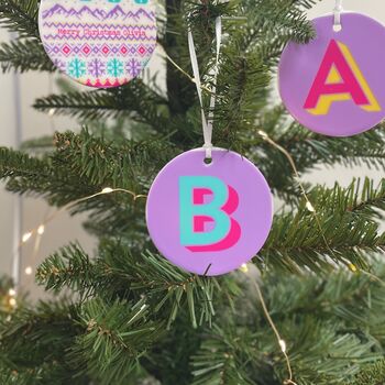 Personalised Bright Initial Christmas Decoration, 2 of 3