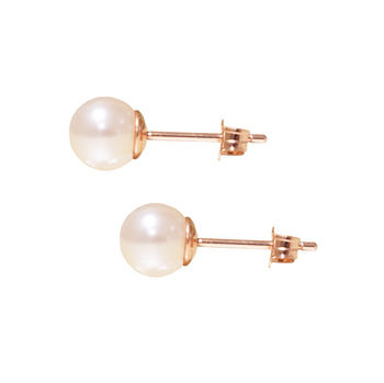 9ct Rose Gold Pearl Stud Earrings, 2 of 4