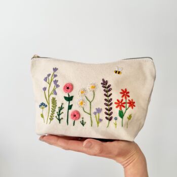 Stitch Your Flowers Zip Pouch Diy Embroidery Kit, 2 of 11