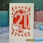Personalised 21st Birthday Card Papercut Spotty Design, thumbnail 6 of 7