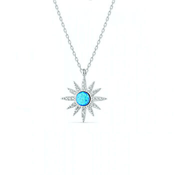 Blue Opal Sun Sterling Silver Necklace, 3 of 4