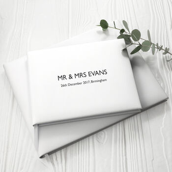 Personalised Luxury Medium White Leather Guest Book, 3 of 6