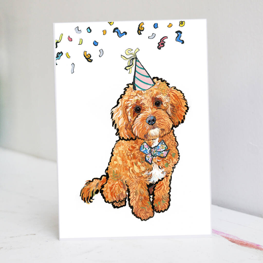 Cavapoo Birthday Card By Pet Portrait Illustration