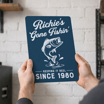 Gone Fishing Personalised Metal Sign, 2 of 4