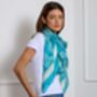 Japanese Vintage Pine Needles Teal And Ivory Silk Scarf, thumbnail 4 of 6