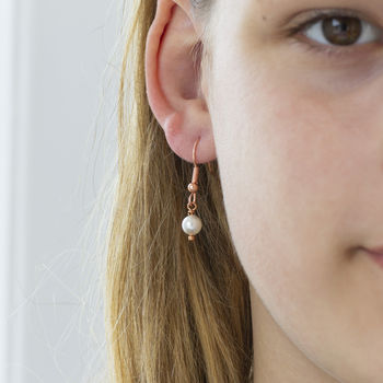 Rose Gold Plated Swarovski Pearl Earrings, 3 of 9
