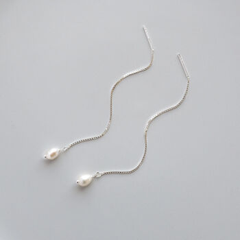 Sterling Silver Threader Pearl Earrings, 6 of 9