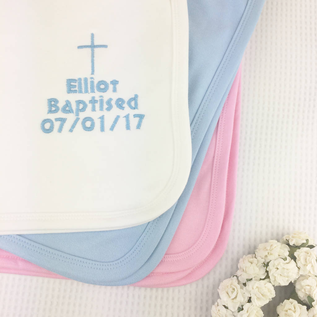Personalised Embroidered Baptism Blanket Gift By Born Bespoke