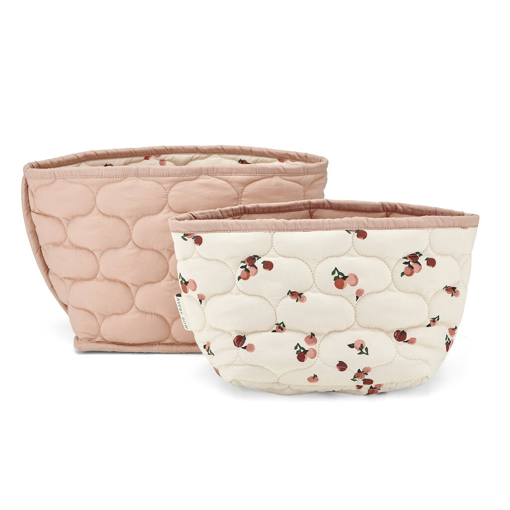 Set Of Two Quilted Storage Baskets Peaches By Avery Row