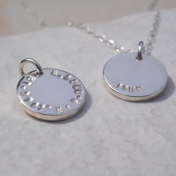 Personalised Hand Stamped Double Sided Disc Necklace, 4 of 12