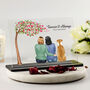 Custom Couple And Pet Family Illustration Acrylic Plaque, thumbnail 1 of 11