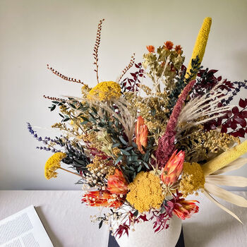 Large Protea Achillea Dried Preserved Flower Bouquet, 3 of 7
