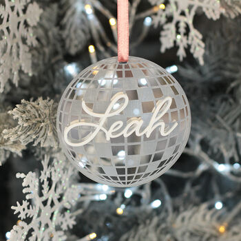 Personalised Name Disco Mirror Ball Christmas Tree Decoration, 3 of 5