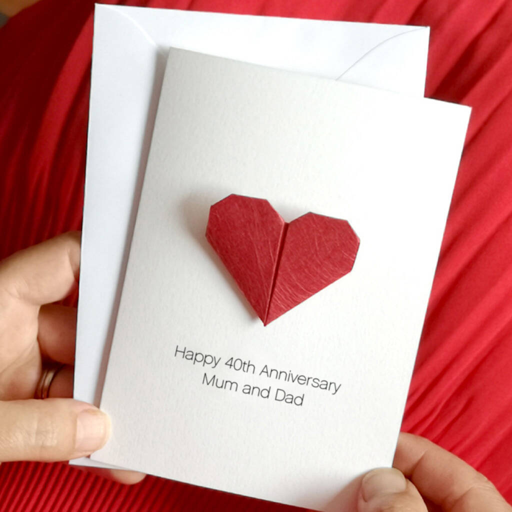 Personalised Ruby Wedding Anniversary Origami Card