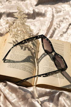 Grey Tortoise Shell Thick Diamond Frame Sunglasses, 11 of 12