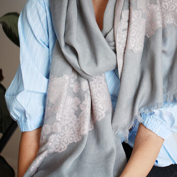 Personalised Cashmere Lace Embedded Scarf, 4 of 12