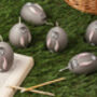 G Decor Set Of Six Hoppy Easter Egg Candles Grey, thumbnail 1 of 4