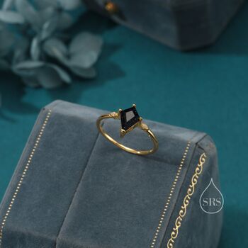 One Carat Rhombus Cut Blue Sandstone Ring In Sterling Silver, 9 of 12