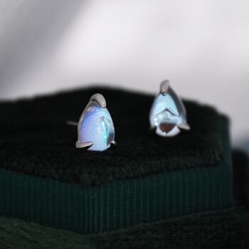 Sterling Silver Droplet Moonstone Stud Earrings, 5 of 12