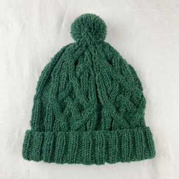 Fair Trade Unisex Cosy Cable Knit Wool Bobble Hat, 8 of 12