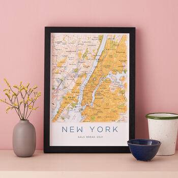 Framed And Personalised New York Map Print, 2 of 4