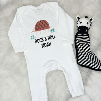 Personalised Armadillo Rock And Roll Rompersuit, 2 of 6