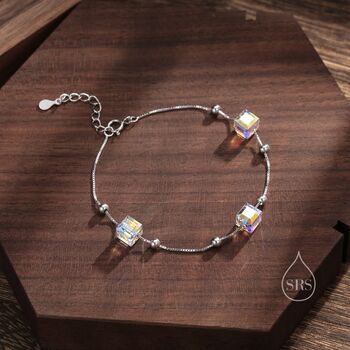 Sterling Silver Aurora Borealis Ab Crystal Bracelet, 5 of 11