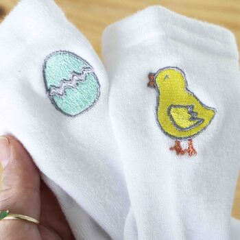 Easter Chick And Egg Cute Soft Bamboo Kids Socks, 2 of 2