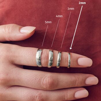 Classic 9ct White Gold D Shape Wedding Band Ring 2mm, 4 of 5