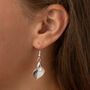 Lilly Shaped Pearl Drop Earrings, thumbnail 5 of 6