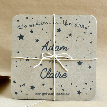 Retro Stars Tri Fold Recycled Wedding Invition, 2 of 7