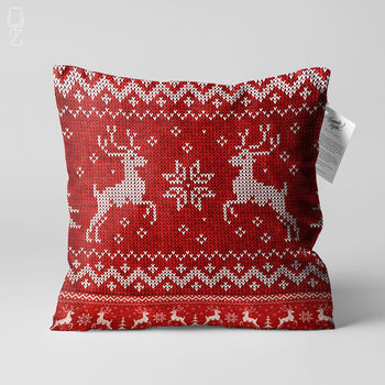 Reindeers Winter Cushion Cover With Red And White, 4 of 8