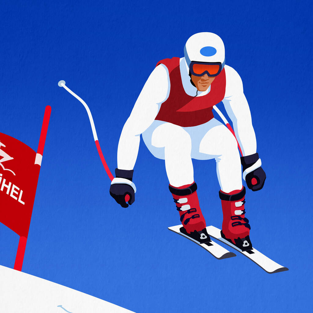 Kitzbuhel Downhill Ski Race Poster By Steve Ash illustration