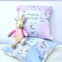 Nursery Bunny Name And Date Cushion, thumbnail 3 of 9