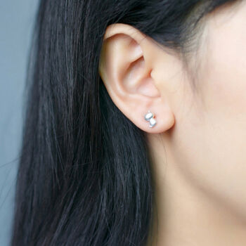 Textured Sterling Silver Cat Stud Earrings, 2 of 4