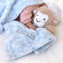 Personalised Blue Monkey Comforter And Blanket Set, thumbnail 3 of 6