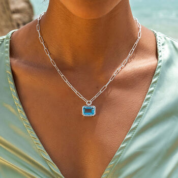 Blue Topaz And Large Link Necklace, 3 of 5