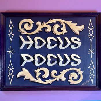 'Hocus Pocus' Wall Art Sign With Gypsy Scrolls, 9 of 9