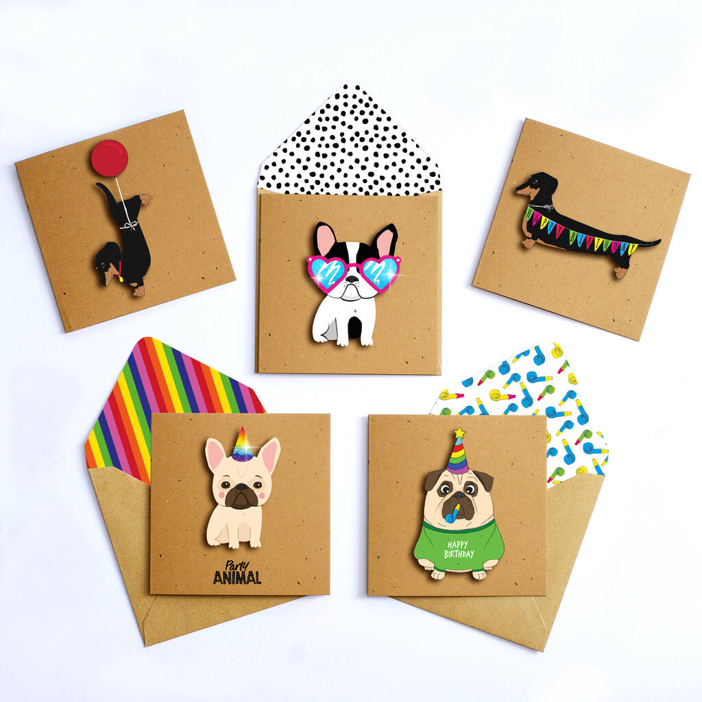 Handmade 3D Dog Cards Pack Of Five, 1 of 6
