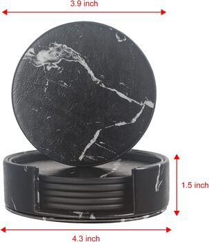 Six Pieces Marble Black Coasters For Drinks, 6 of 6