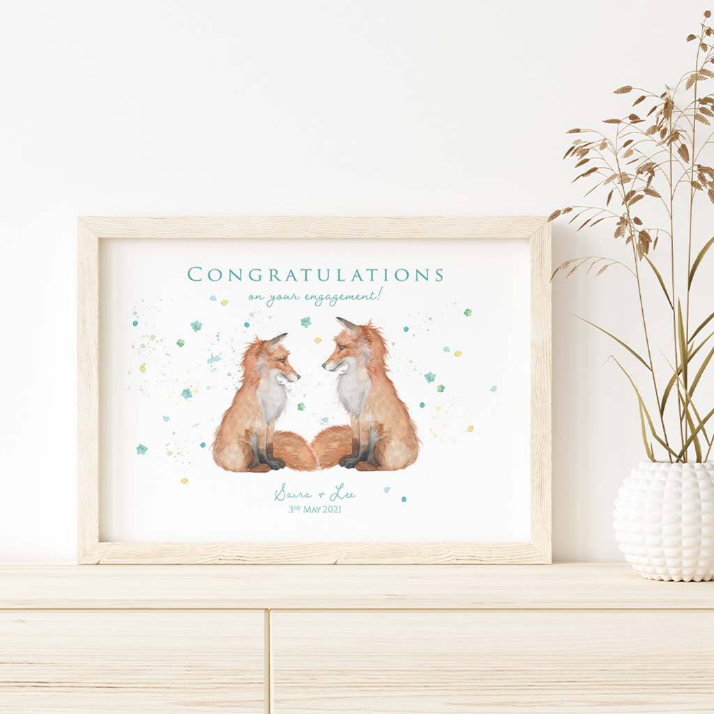 Foxes Personalised Engagement Print By Kate Of Kensington