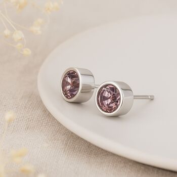Sterling Silver June Birthstone Stud Earrings – 7mm, 3 of 6