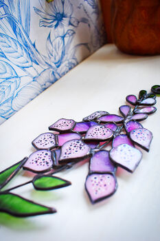 Purple And Pink Foxglove Flower Stem Faux Glass Flowers, 5 of 9