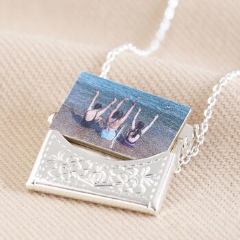 Personalised Envelope Locket Necklace With Hidden Photo, 7 of 9