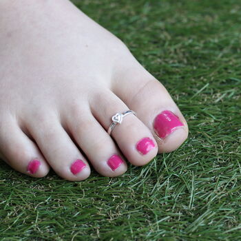 Pure Silver Adjustable Plain Heart Slim Toe Ring, 2 of 6