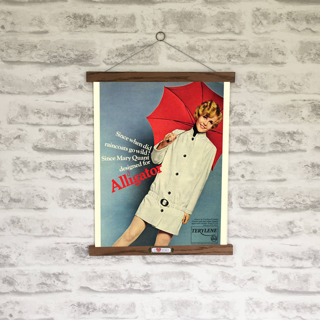 retro 1960s alligator raincoat mary quant advert print by i love retro