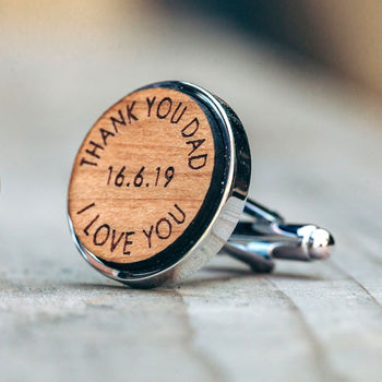 Father Of The Groom Wooden Wedding Thank You Cufflinks, 2 of 5