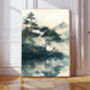 Japanese Light Green Japandi Landscape Art Print, thumbnail 1 of 2