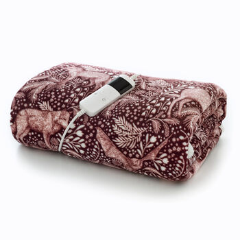 Woodland Folk Wine Electric Heated Sherpa Throw 140x180cm, 2 of 3