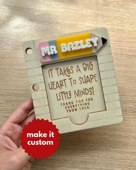 Personalised End Of Term Thank You Teacher Or Teacher's Assistant School Gift : Custom Post It Note Holder, 2 of 3